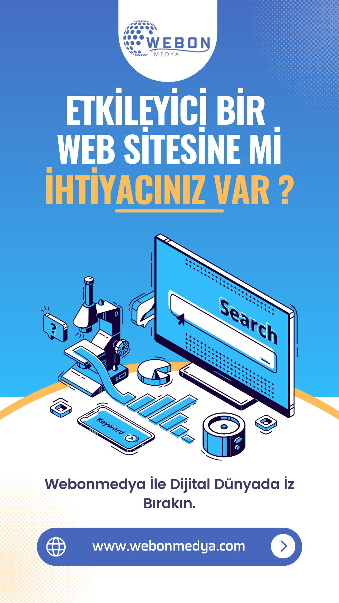 Etkileyici bir web sitesine mi ihtiyacınız var? Hemen www.webonmedya.com adresini ziyaret edin ve hayallerinizde ki web sitesini yapmaları için Webonmedya ekibi ile iletişime geçin.